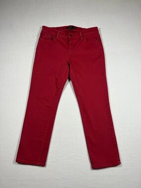 Lauren Jeans Co Modern Straight Crop Light Faded Red Denim Jeans Womens Size 10